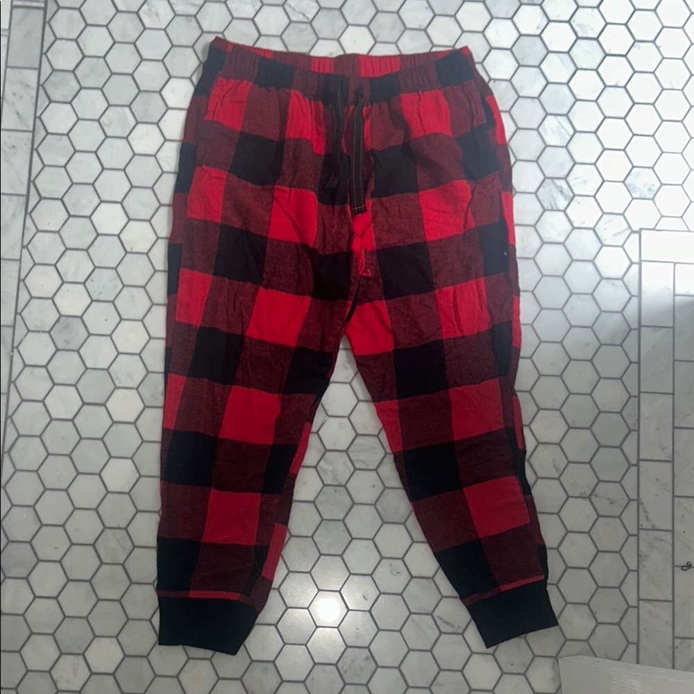 Red and Black Plaid Jogger Pants
